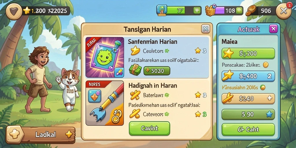Menampilkan karakter utama dalam aksi seru.